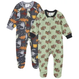 2-Pack Baby Boys Bears & Dinos Fleece Pajamas