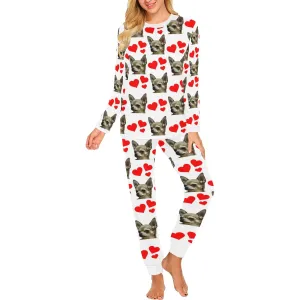 2 Piece Chihuahua Hearts Long Tee Pajama Set