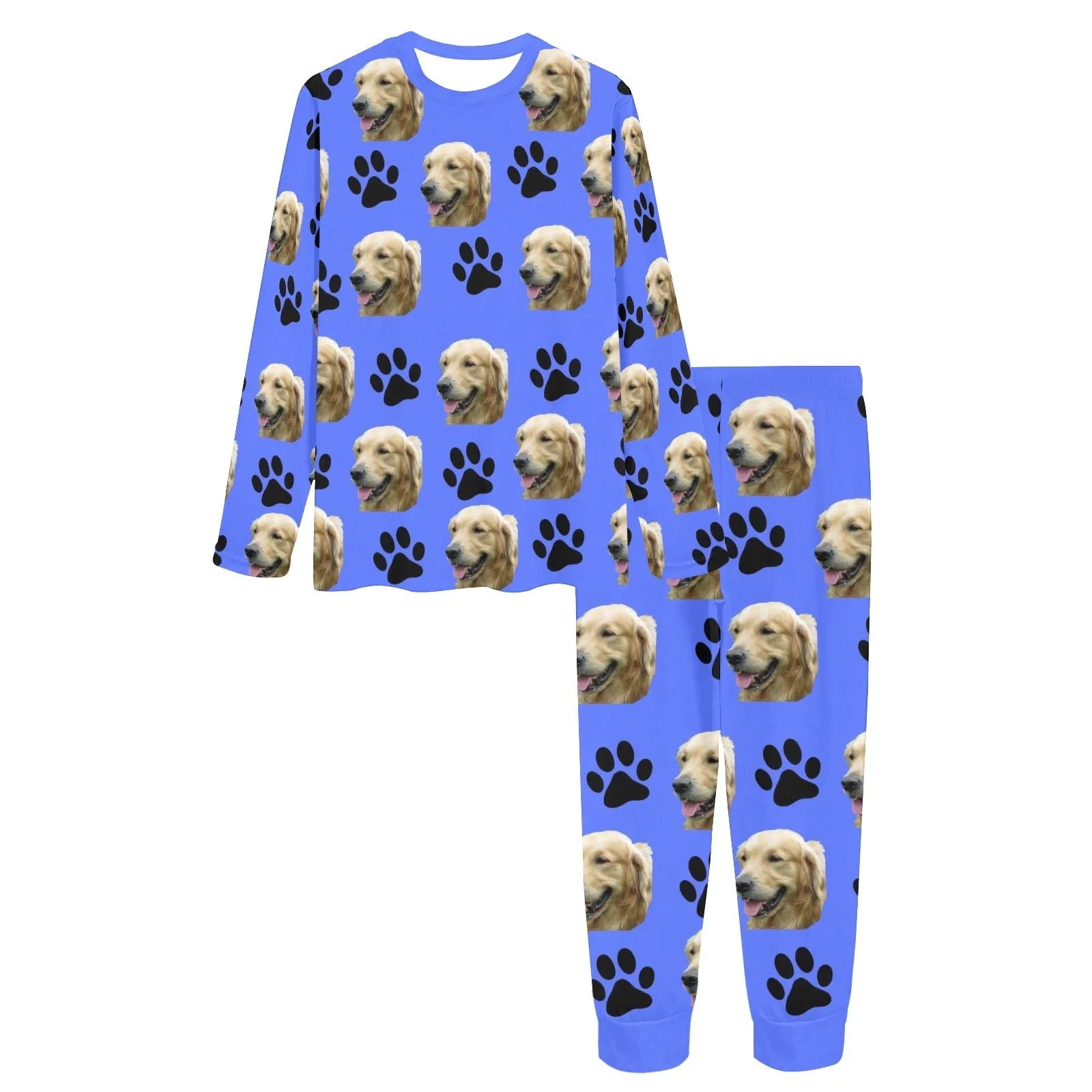 2 Piece Golden Retriever & Paws Long Tee Pajama Set