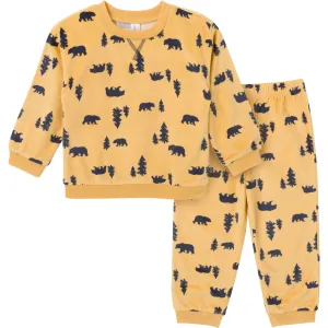 2-Piece Infant & Toddler Boys Yellow Forest Fleece Pajama Set