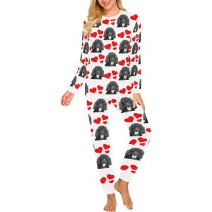 2 Piece Poodle Hearts Long Tee Pajama Set - Standard Poodle