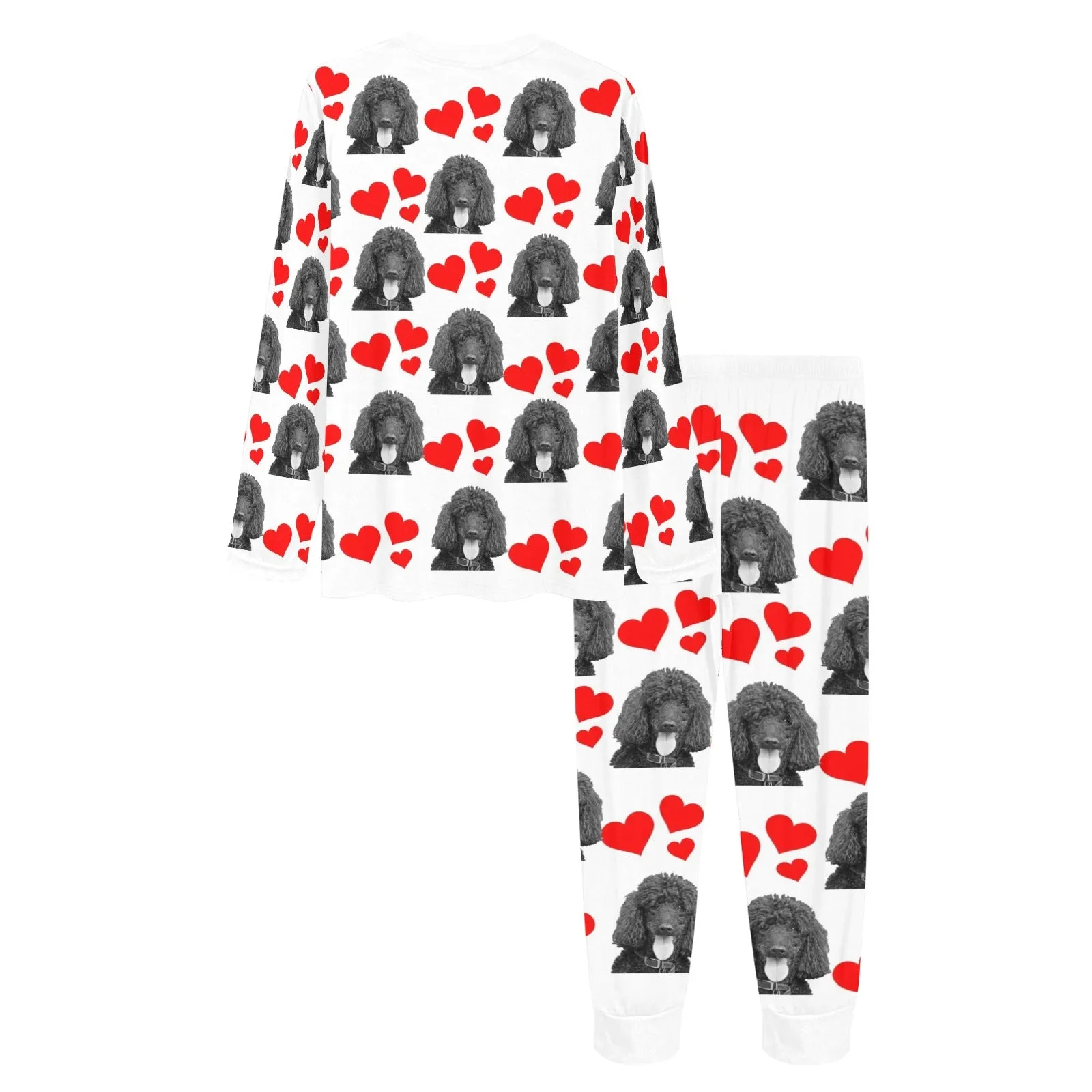 2 Piece Poodle Hearts Long Tee Pajama Set - Standard Poodle