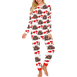 2 Piece Poodle Hearts Long Tee Pajama Set - Toy Poodle