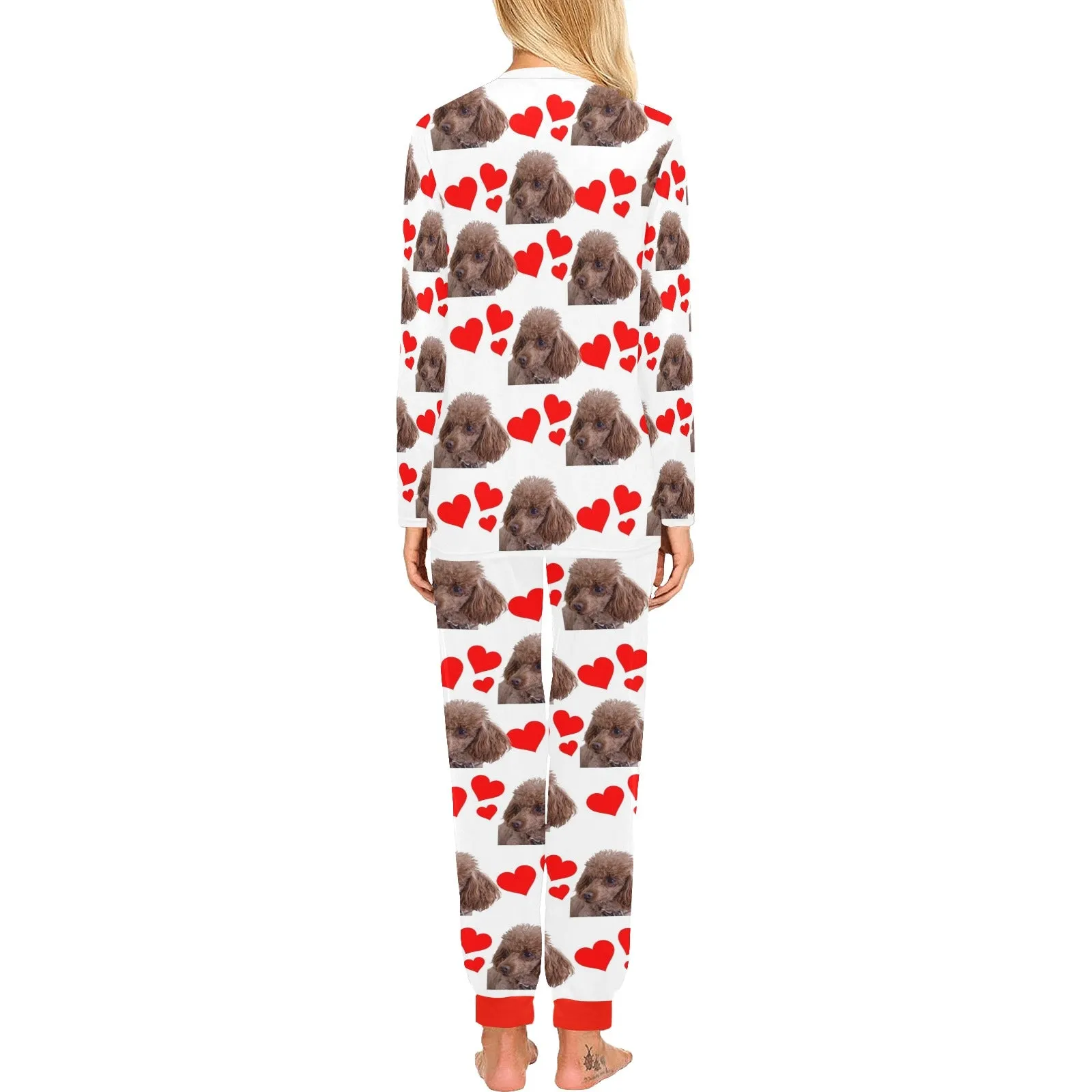 2 Piece Poodle Hearts Long Tee Pajama Set - Toy Poodle