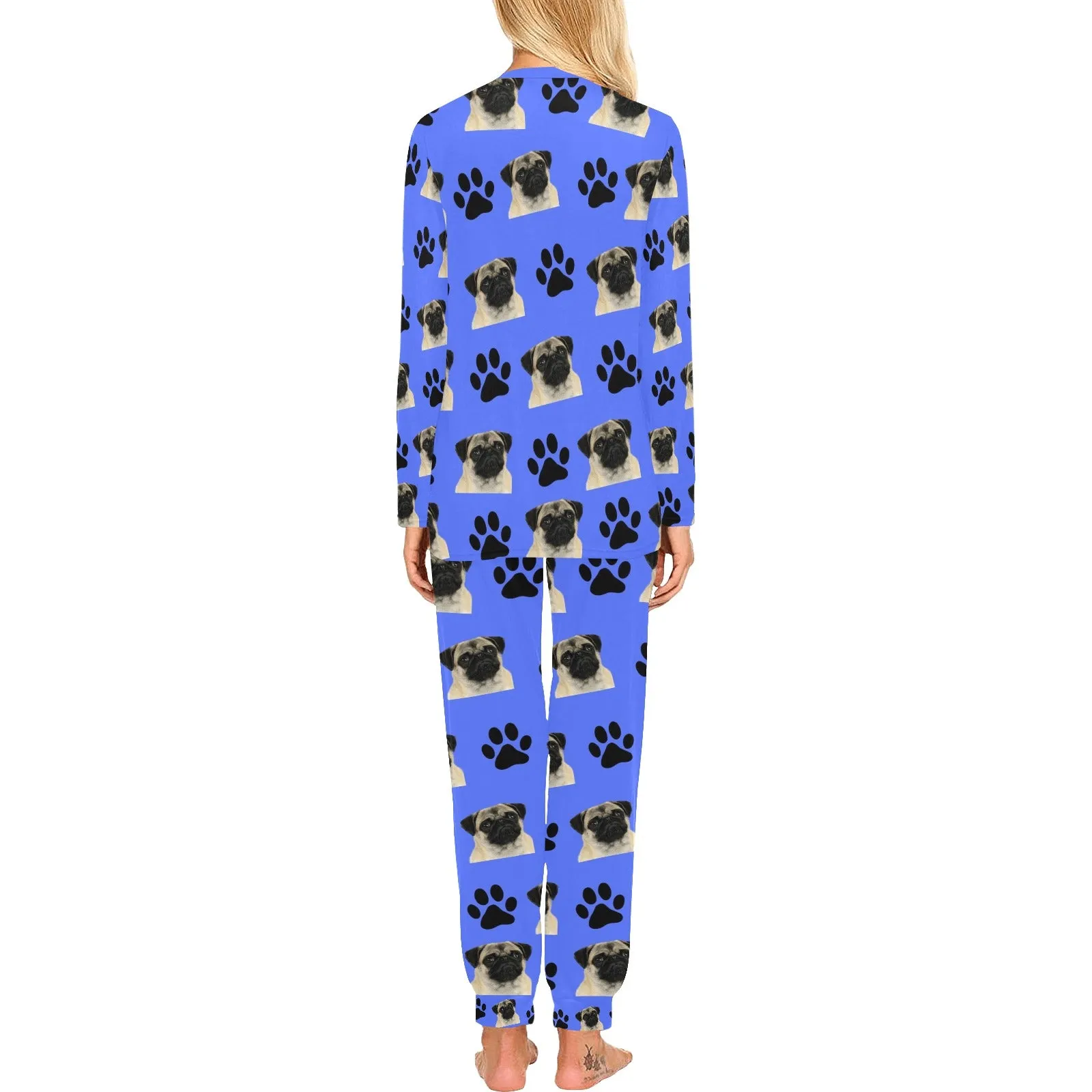 2 Piece Pugs & Paws Long Tee Pajama Set