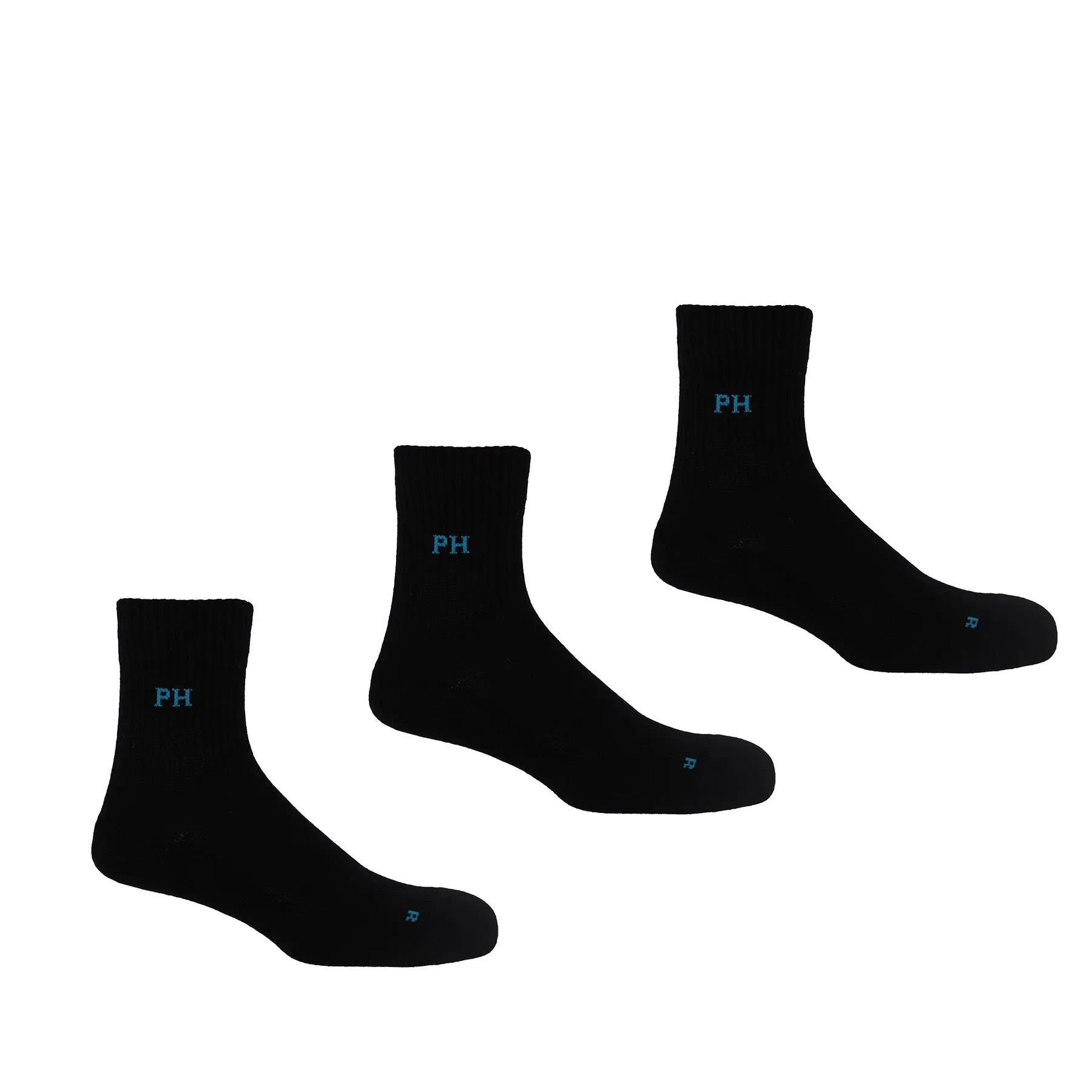 3 Pack Essential Quarter Men's Sport Socks - Black