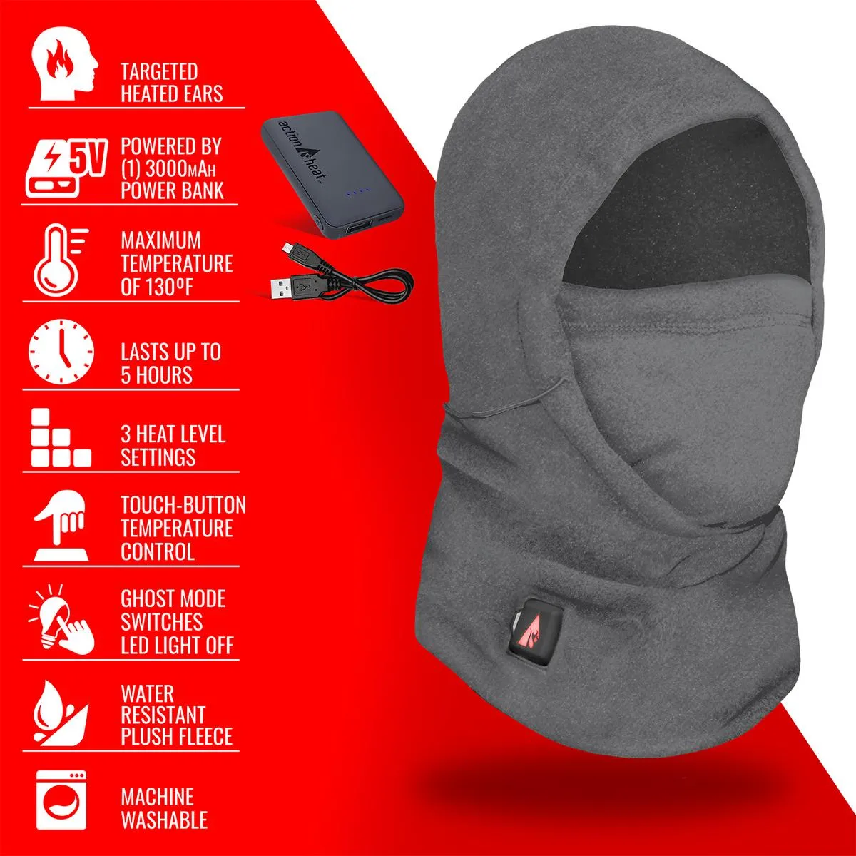 ActionHeat 5V Battery Heated Fleece Balaclava