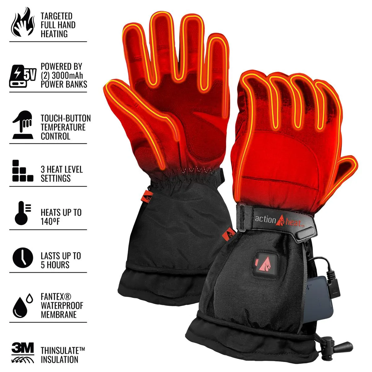 ActionHeat 5V Men's Battery Heated Snow Gloves