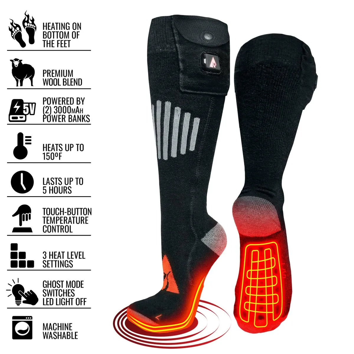 ActionHeat 5V Wool Battery Heated Socks