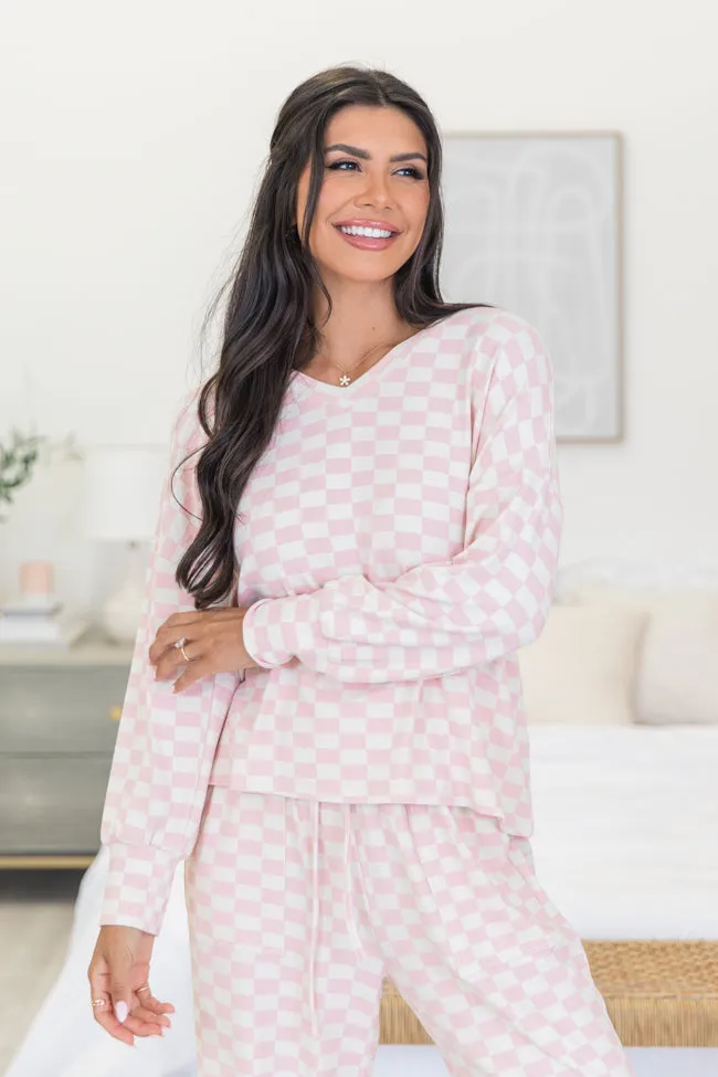 Angelic Aura Pink Checkered Pajama Top DOORBUSTER