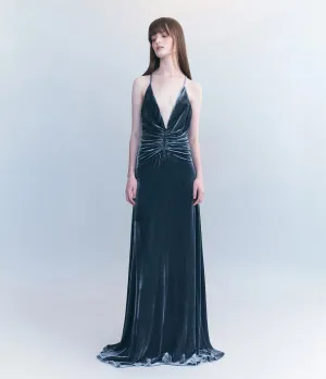 ANIKA SILK VELVET GOWN- STORM