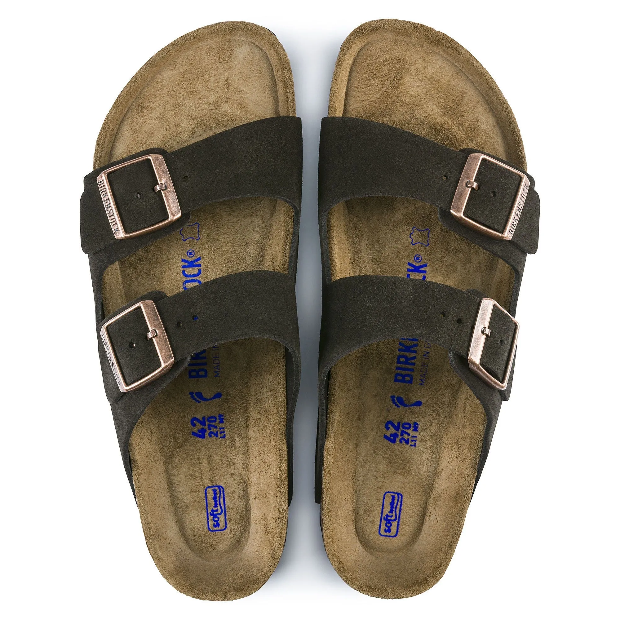 BIRKENSTOCK ARIZONA SOFT FOOTBED MOCHA SUEDE LEATHER UNISEX