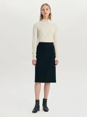 Black Slit Woolen Skirt