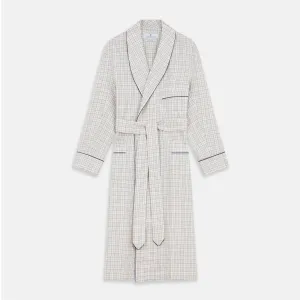 Brown Multi Check Cotton-Cashmere Gown