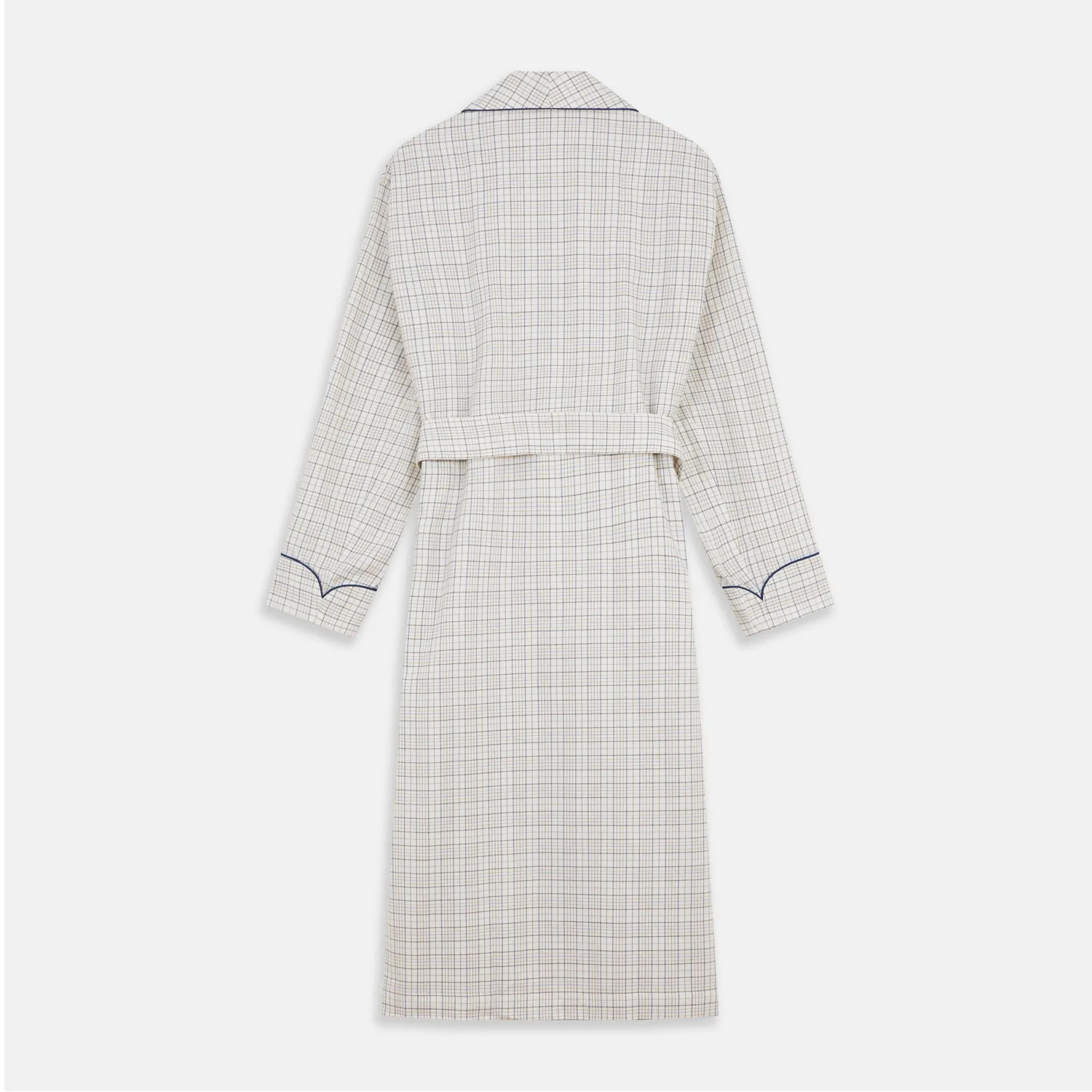 Brown Multi Check Cotton-Cashmere Gown