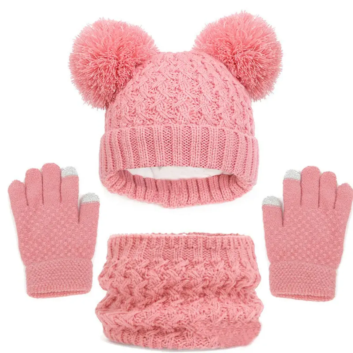 Children's Winter Warm Knit Beanie Hat Neck Scarf Gloves