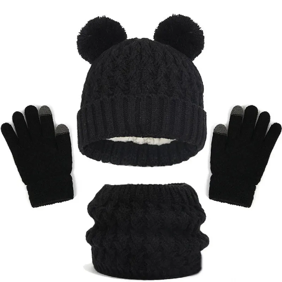 Children's Winter Warm Knit Beanie Hat Neck Scarf Gloves