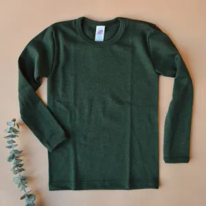 Child's Long Sleeve Top - Wool/Silk - Forest Green (1-6y) *Limited Edition