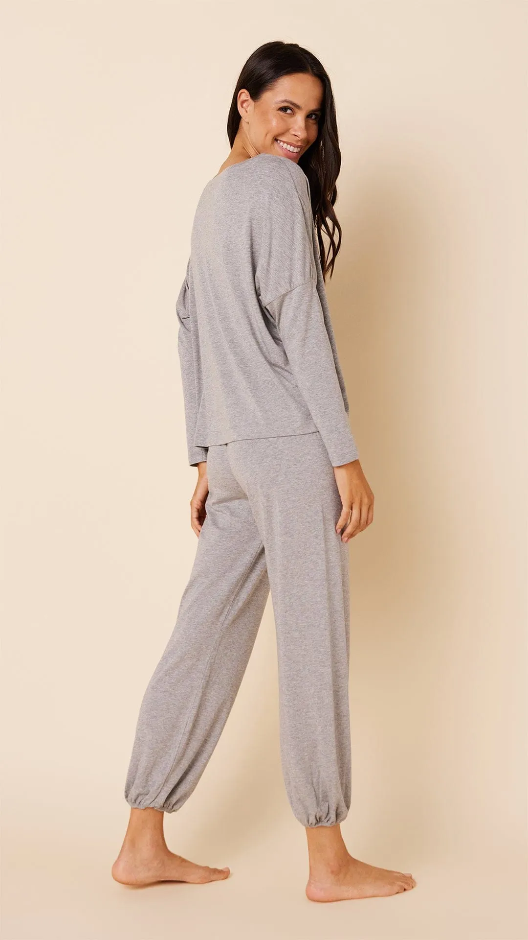 Classic Pima Knit Pullover Set - Heather Grey