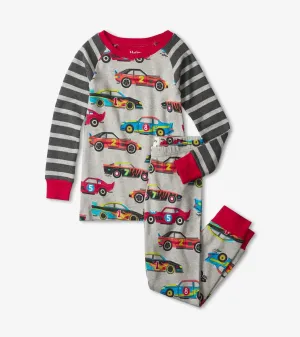 Classic Race Cars Organic Cotton Raglan Boys Pajama Set | Hatley