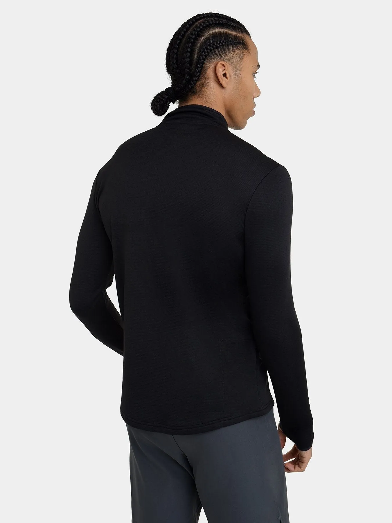 Cloud Fleece Quarter Zip Running Top For Men With Thumbholes & Side Zip Pocket