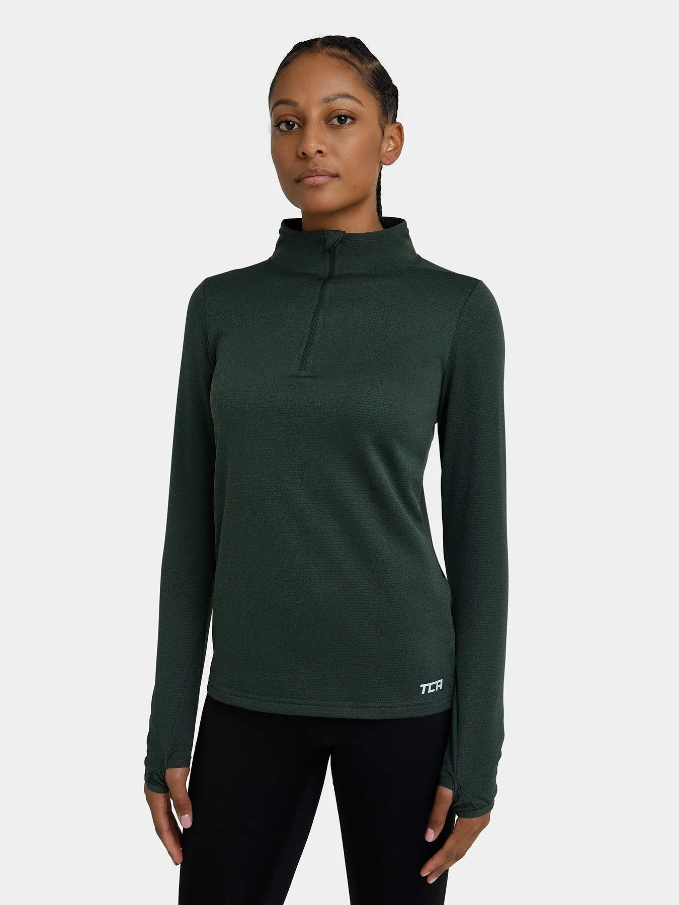 Cloud Fleece Quarter Zip Running Top For Women With Thumbholes & Side Zip Pocket