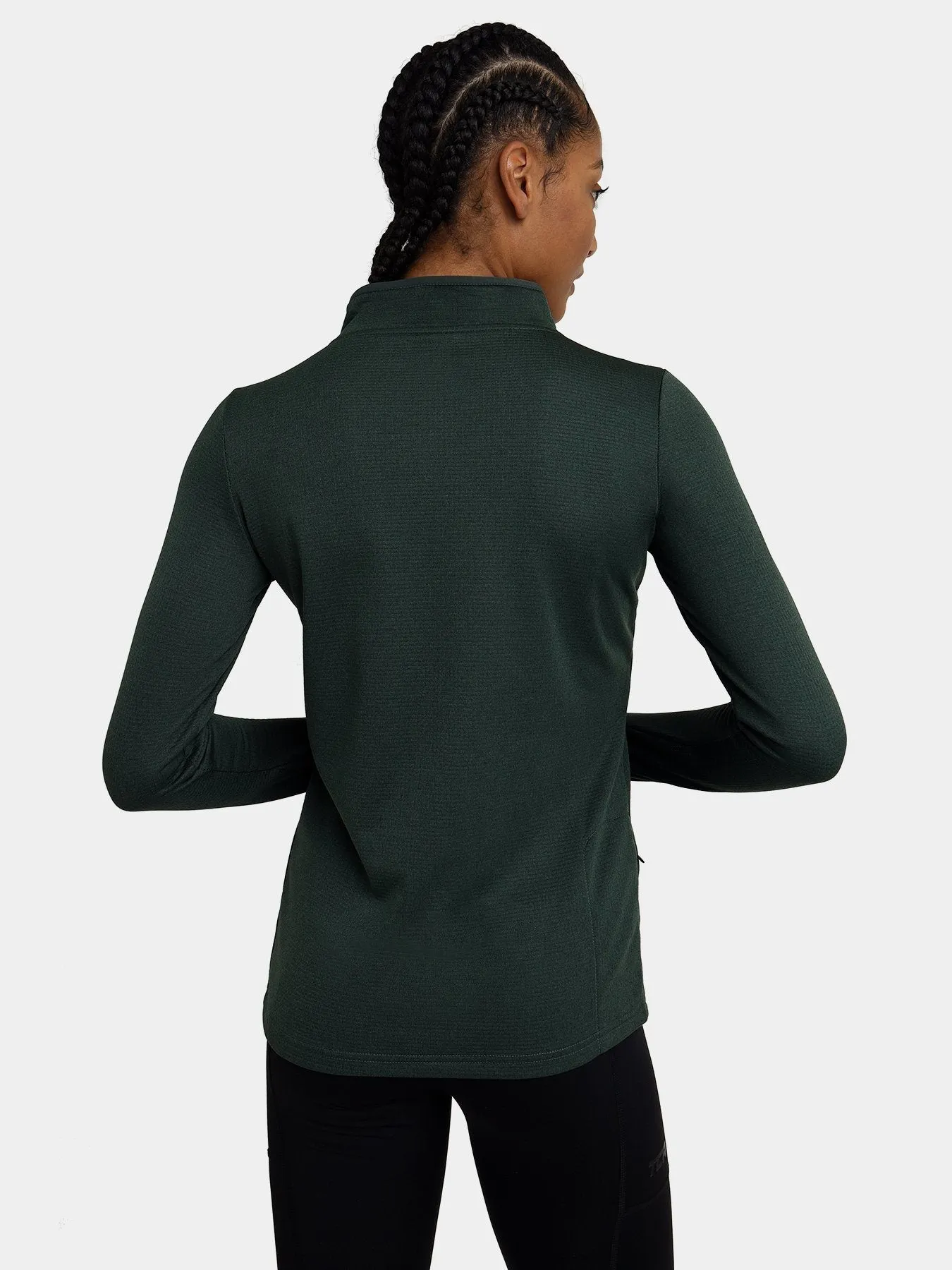 Cloud Fleece Quarter Zip Running Top For Women With Thumbholes & Side Zip Pocket