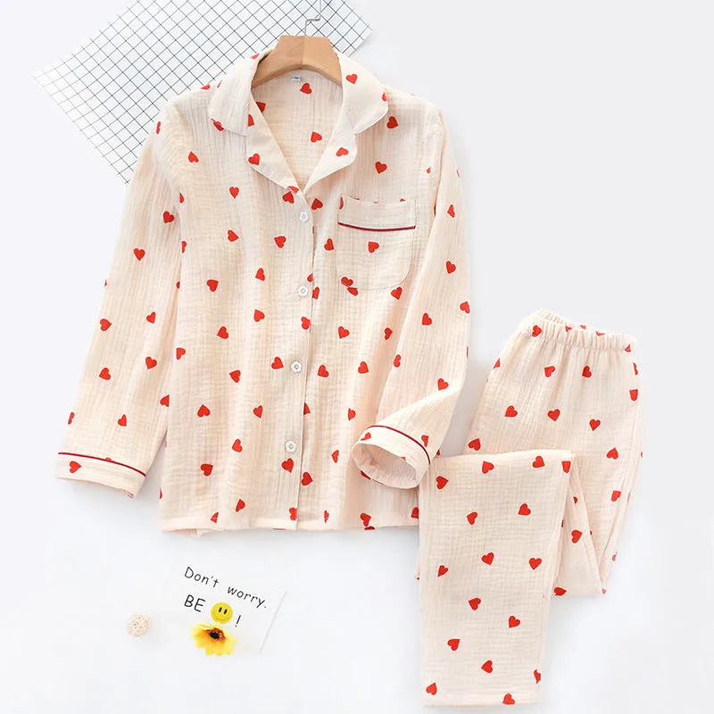 Cotton Heart Printed Pajama Set