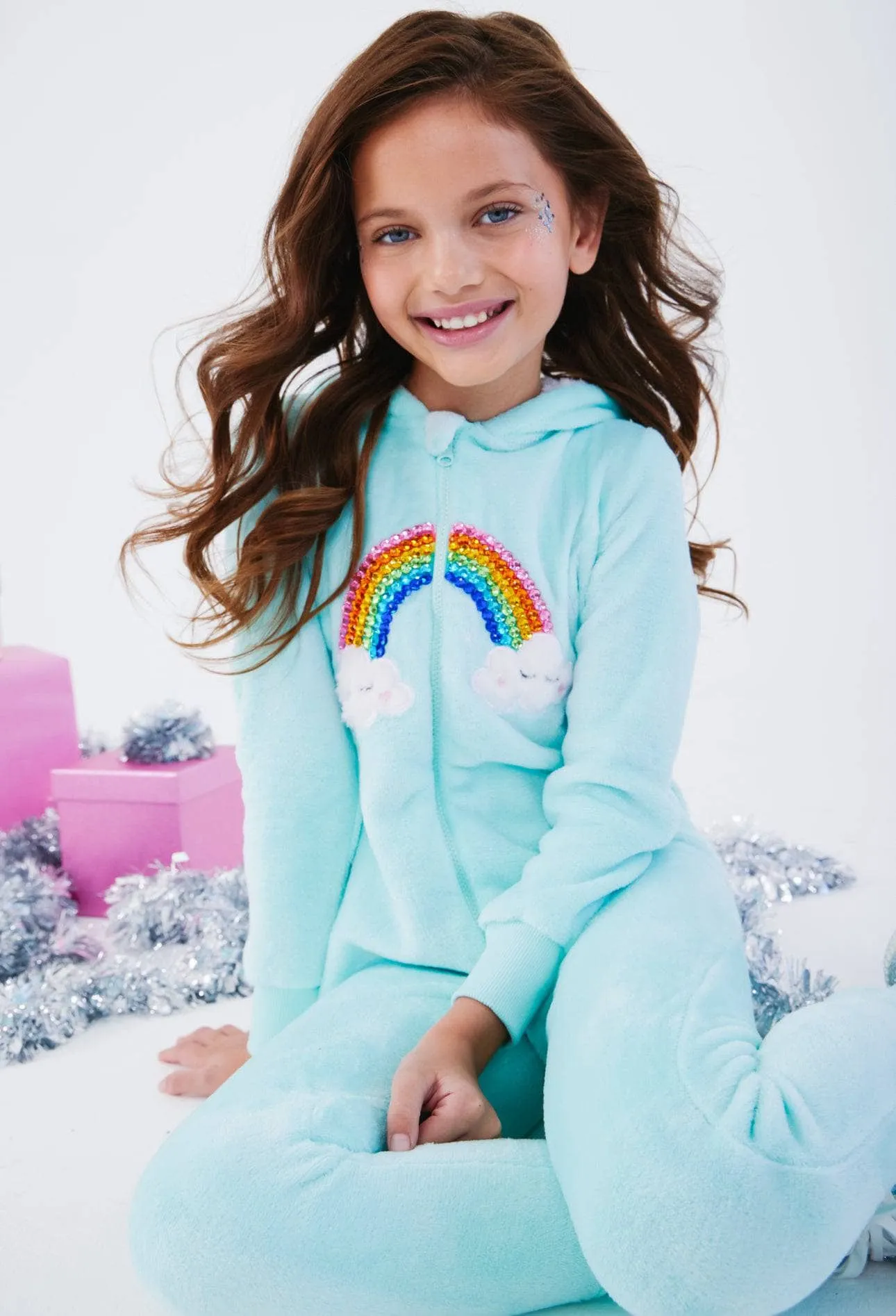 Crystal Rainbow Fuzzy Onesie