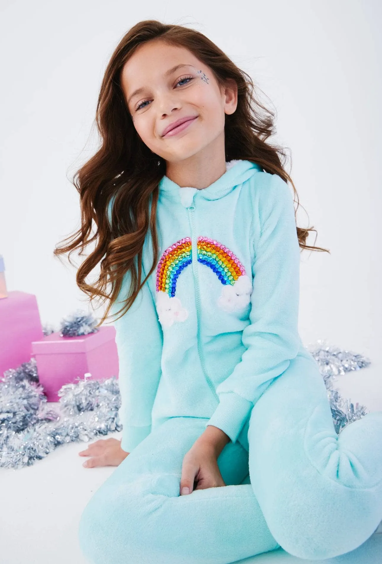 Crystal Rainbow Fuzzy Onesie