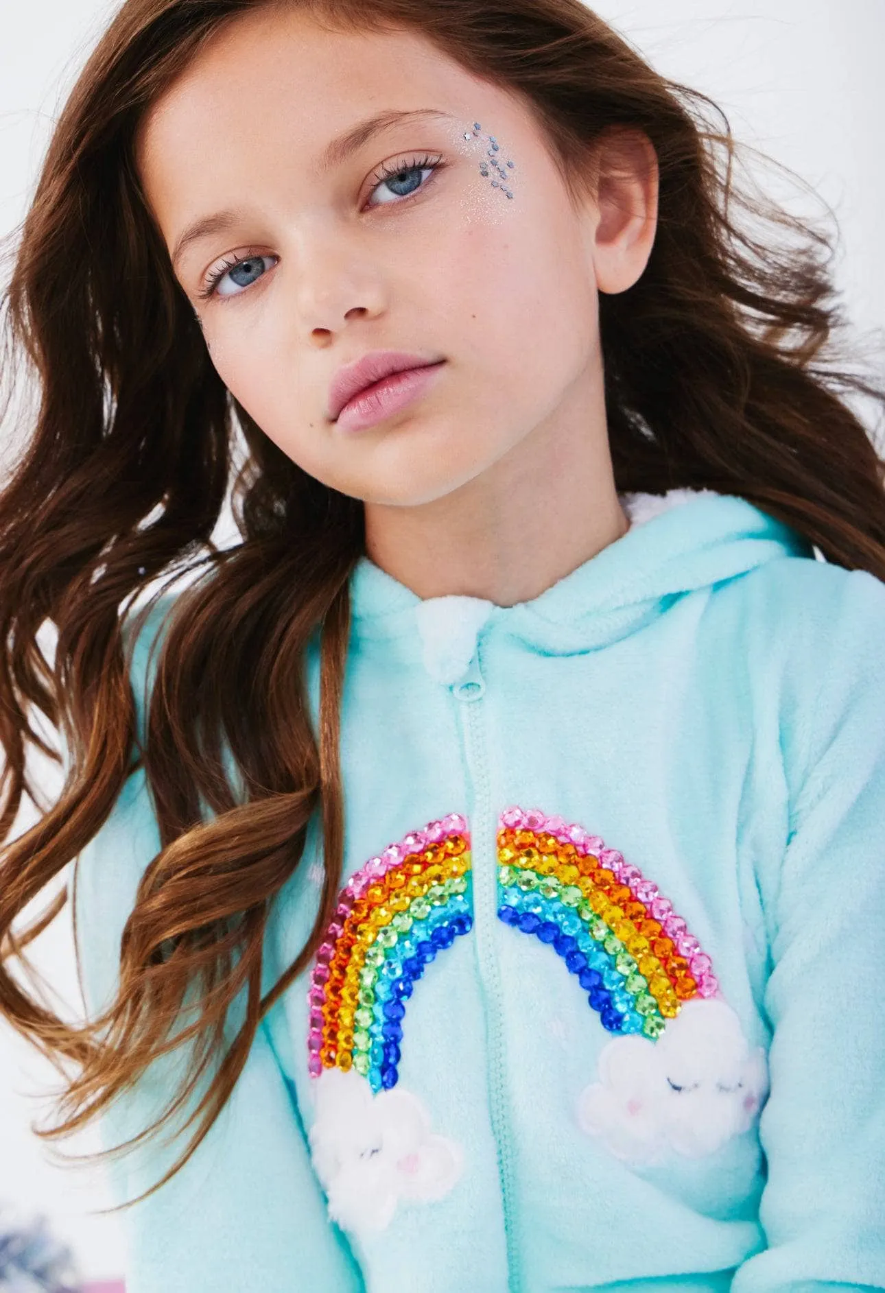 Crystal Rainbow Fuzzy Onesie