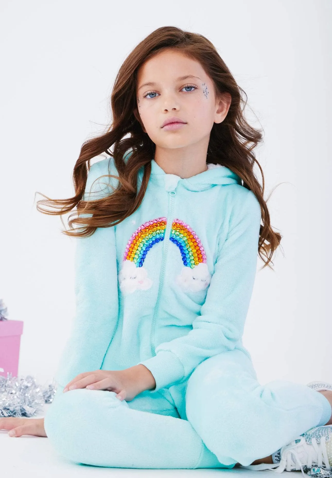 Crystal Rainbow Fuzzy Onesie