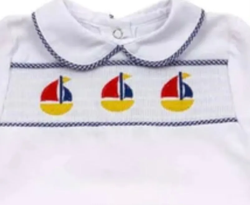 EMILY LACEY~ Sailboat appliqué convertible onsie