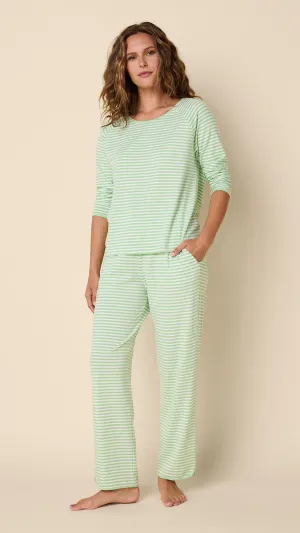 Essential Stripe Pima Knit Simple Set - Pistachio