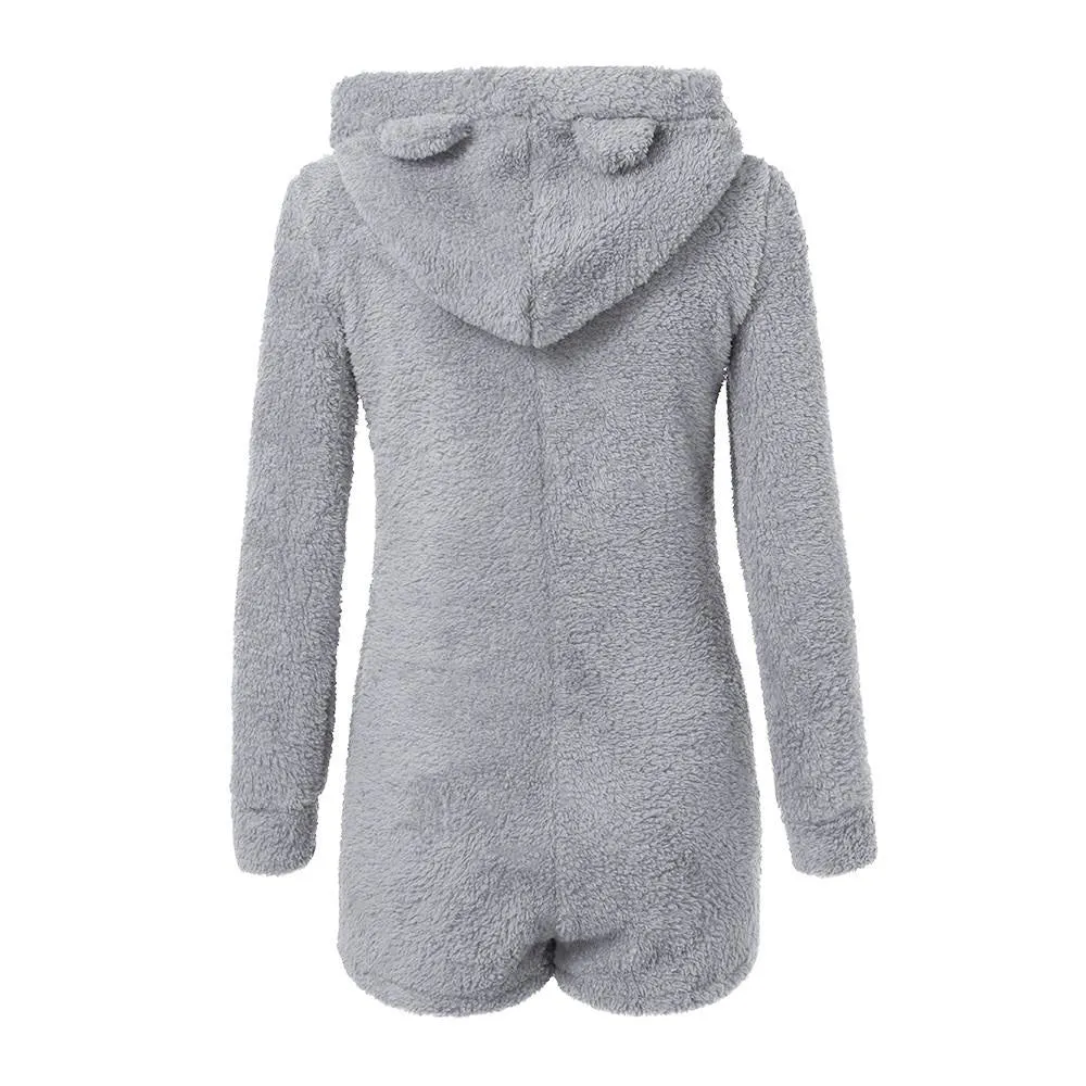 Furry Baby Bear Hooded Onesie