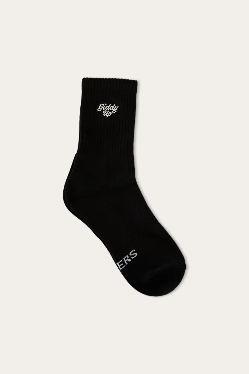 Giddy Up Unisex Sock 2 Pack - White/Black