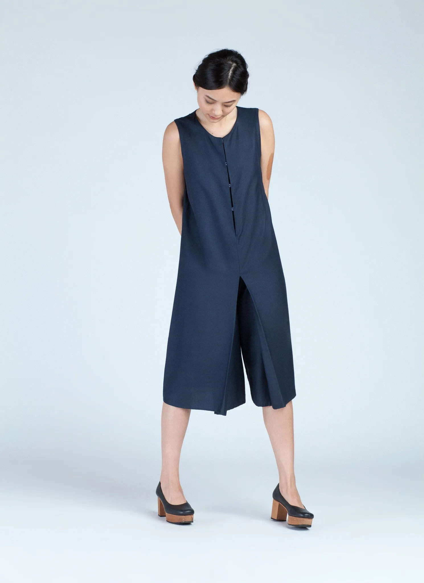 Hidden Layer Sleeveless Onesie - Deep Blue