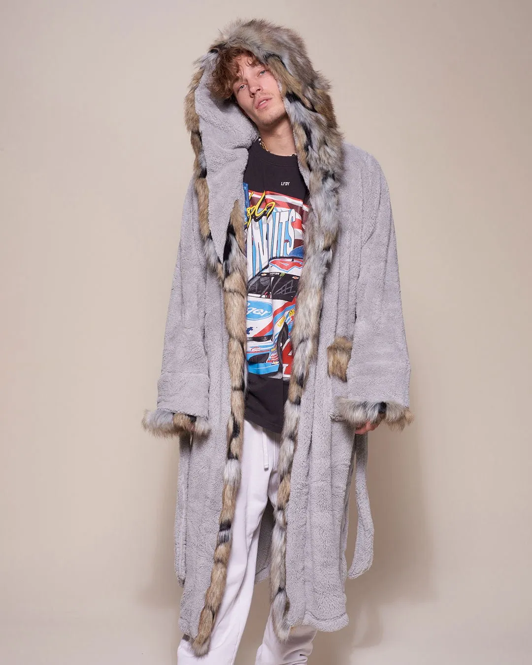 Hooded Wolverine Faux Fur House Robe