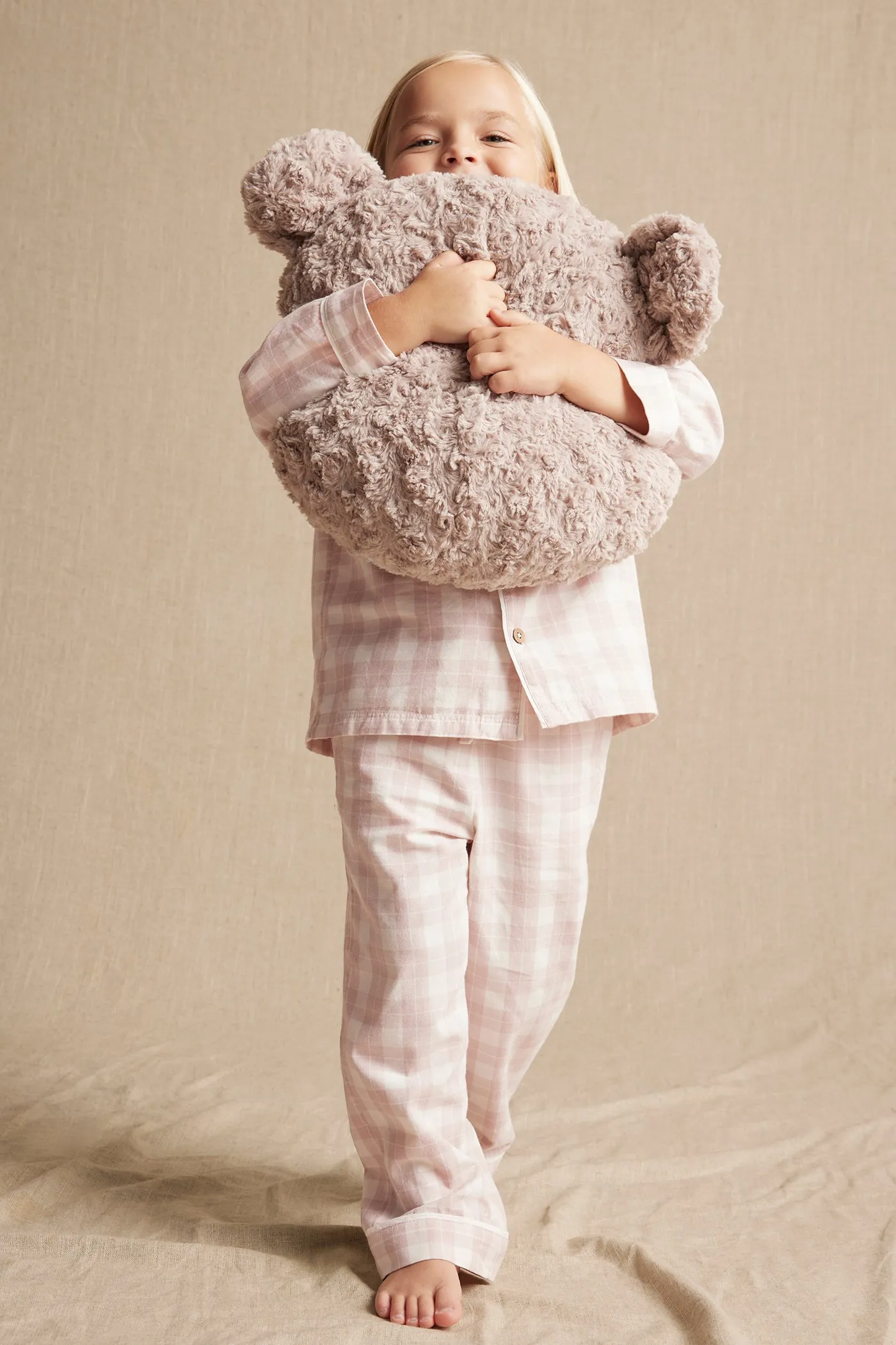 Kids' pink checked pajamas