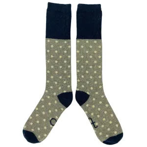 Ladies Pear Green Small Spot Lambswool Knee Socks