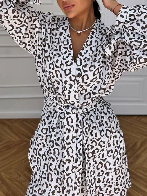 Leopard Nightgown & Shorts Lounge Set