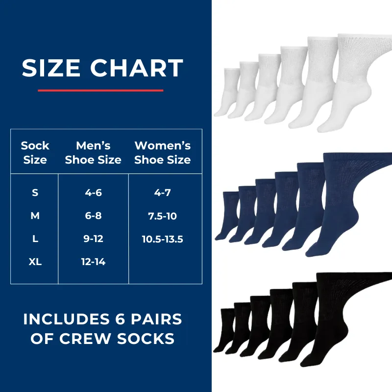 Men's Cotton Diabetic Crew Socks (Assorted)