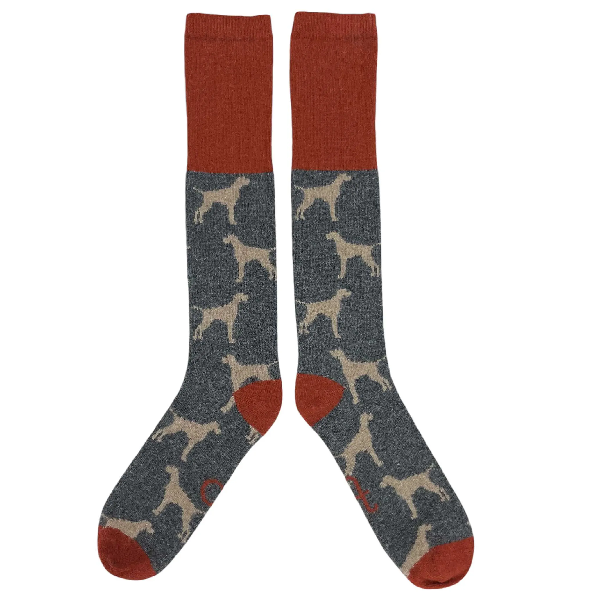 Men's Grey Dog Lambswool Knee Socks