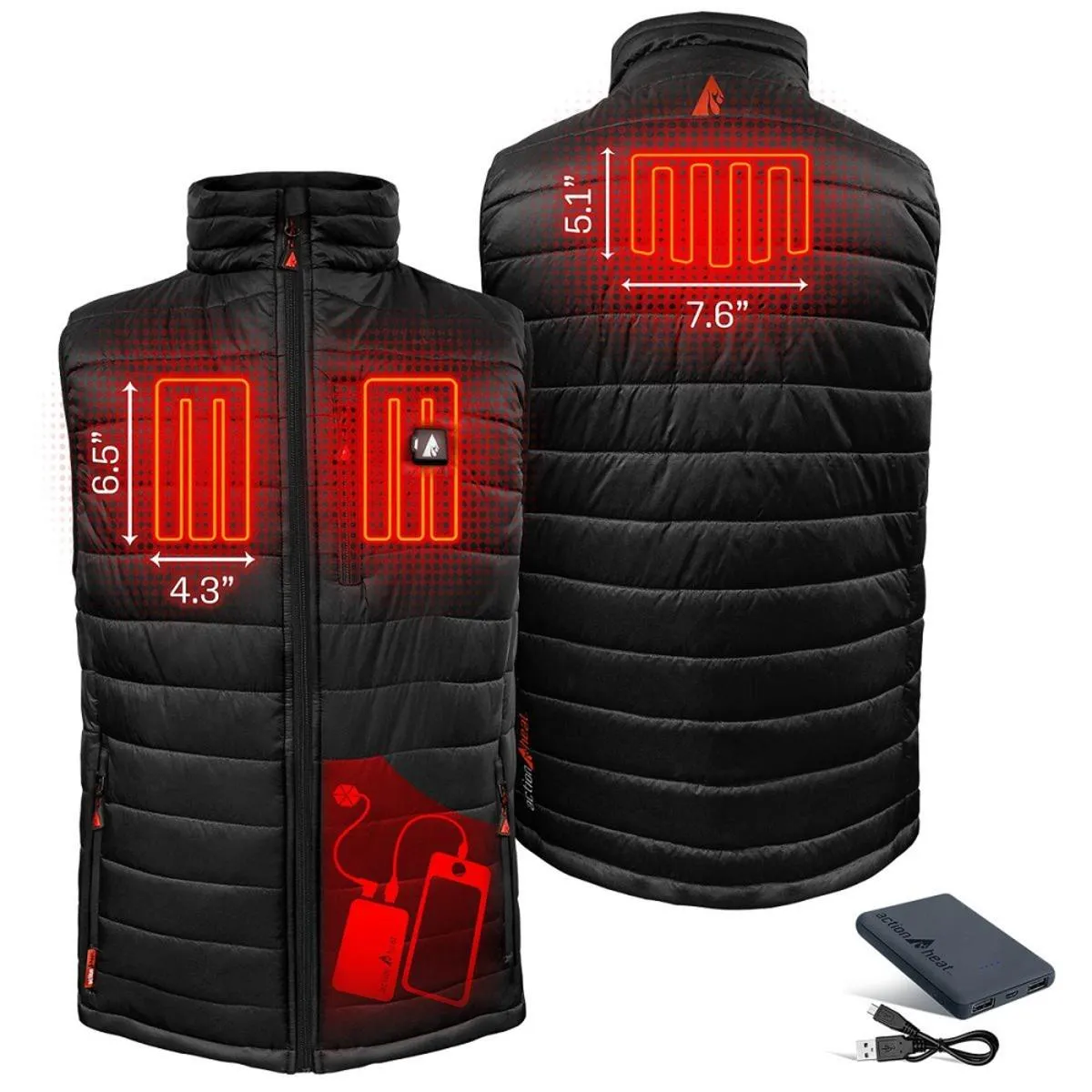 Open Box ActionHeat 5V Battery Heated Insulated Puffer Vest - Men's