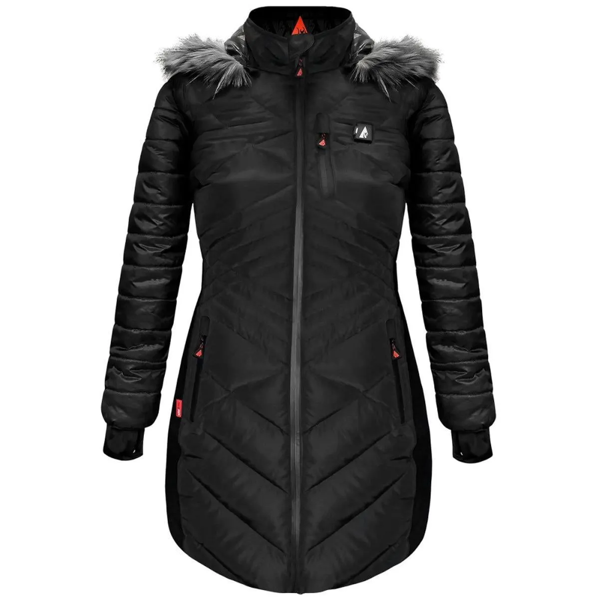 Open Box ActionHeat 5V Heated Long Puffer Jacket W/ Hood - Women's