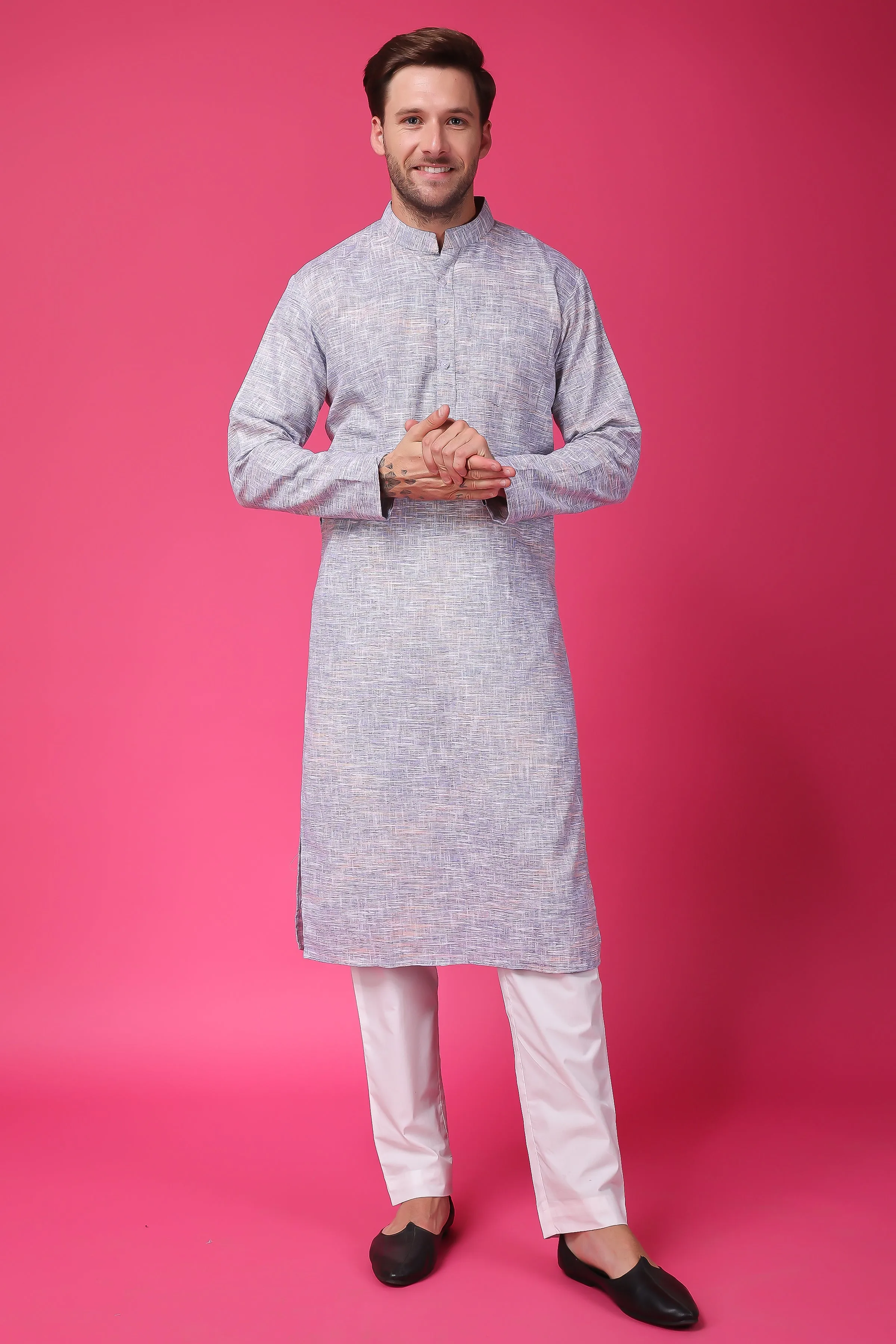 Opulent Grey Linen Kurta Pajama