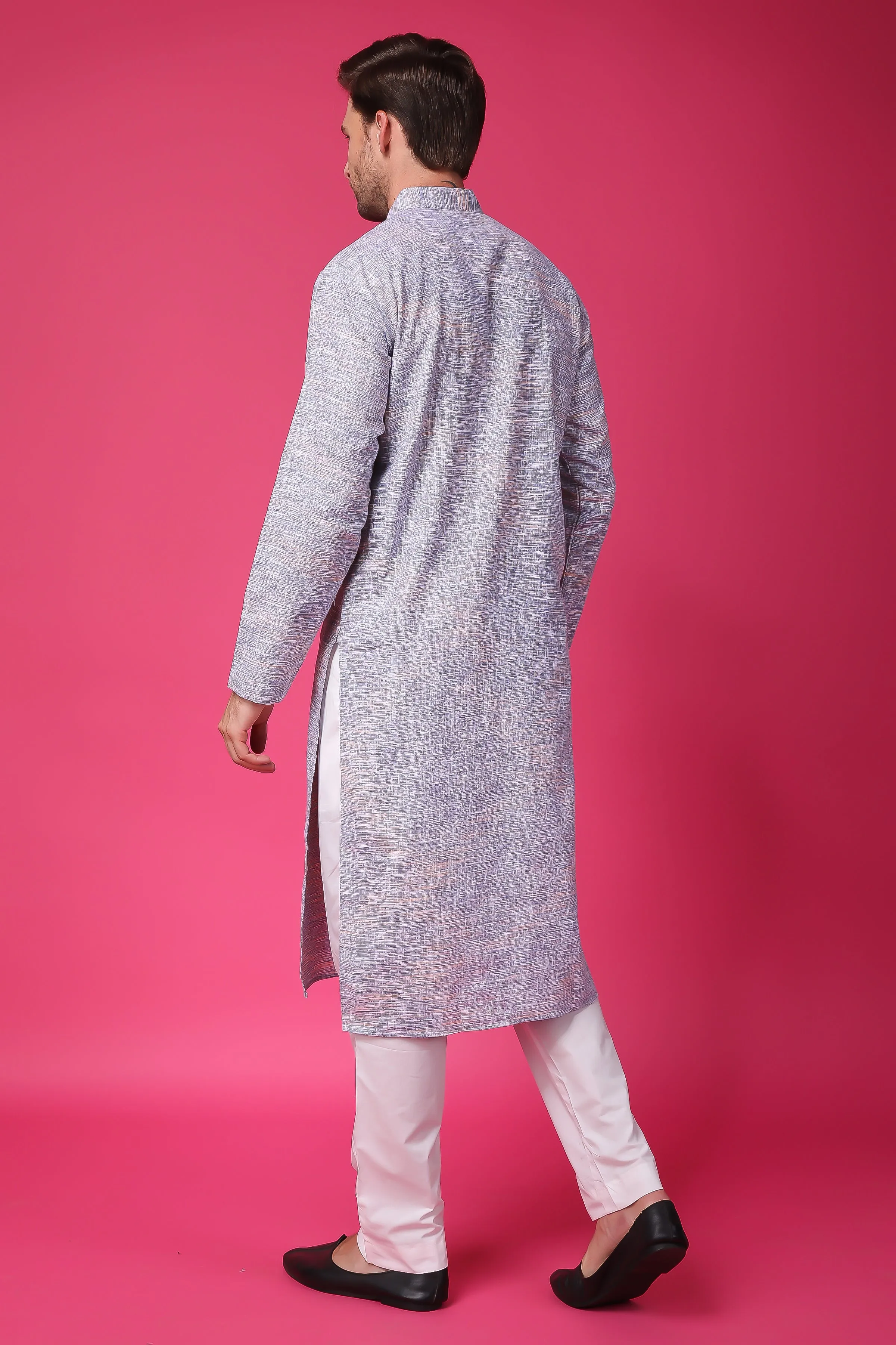 Opulent Grey Linen Kurta Pajama