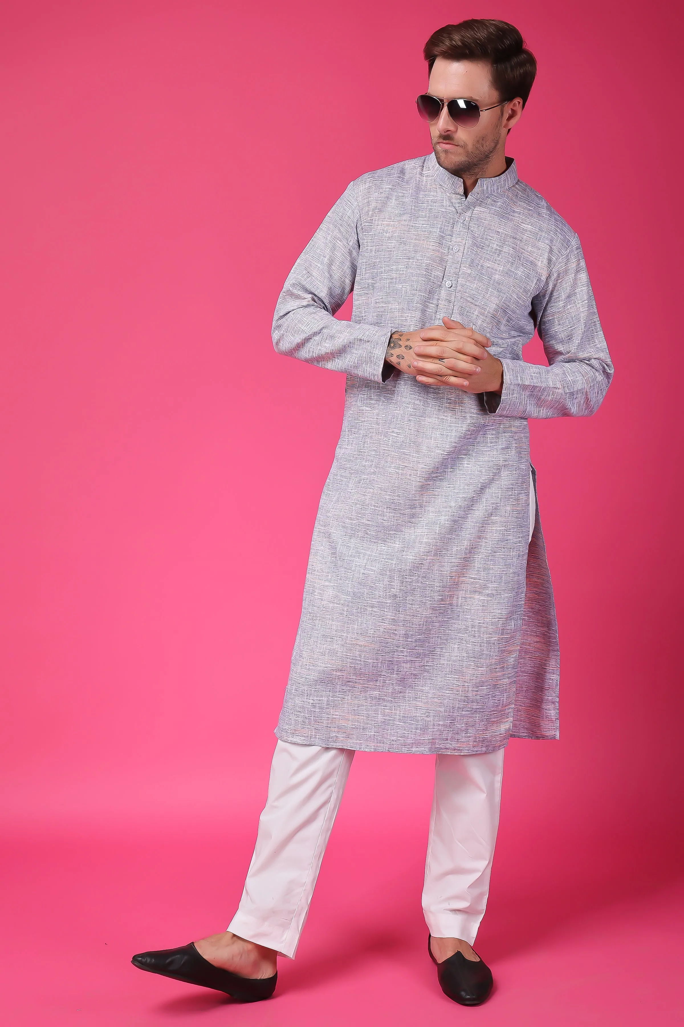 Opulent Grey Linen Kurta Pajama