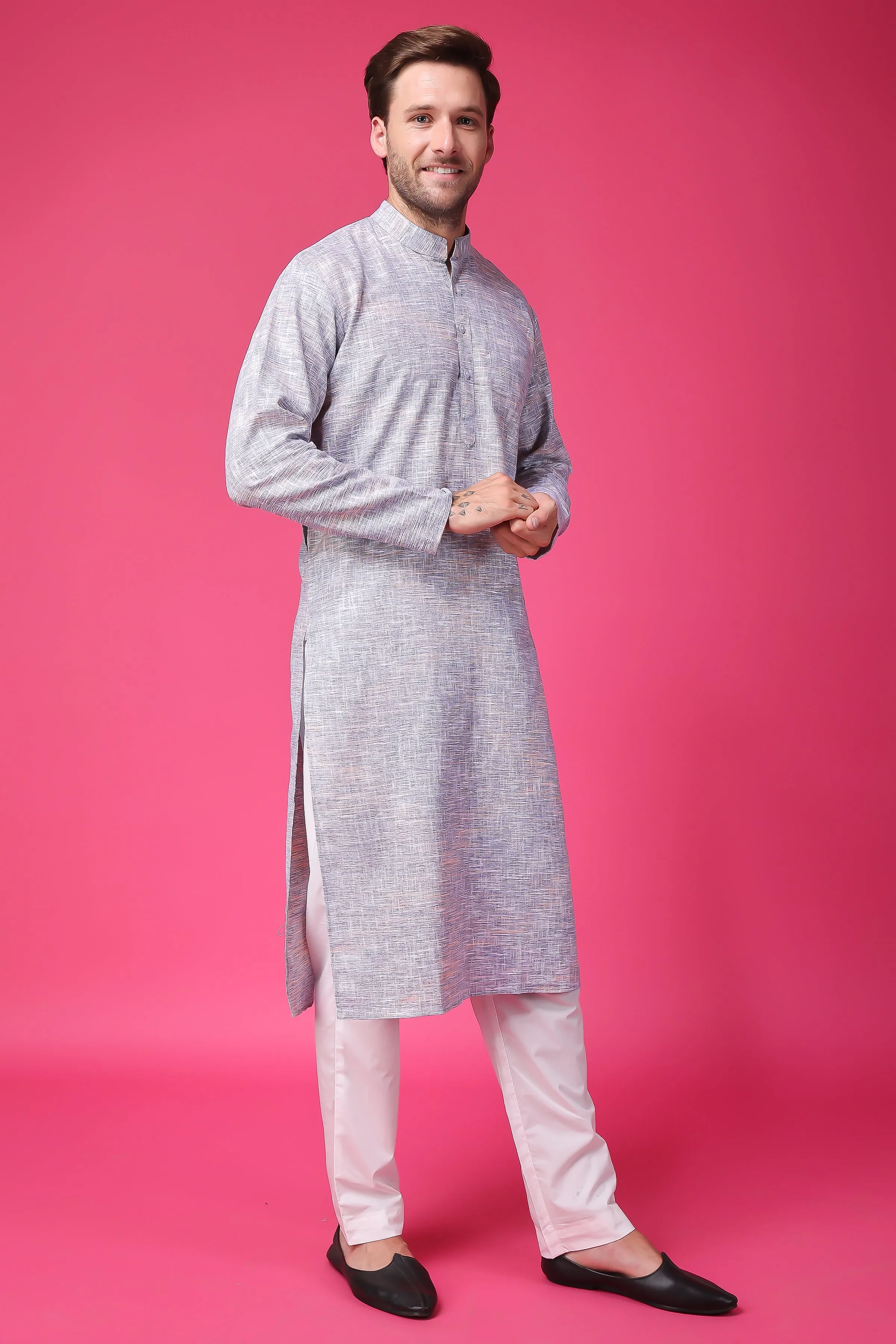 Opulent Grey Linen Kurta Pajama