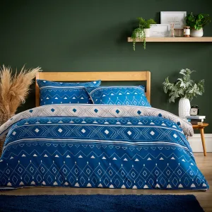 Oslo Sapphire Super Soft Flannel Duvet Cover Set with Pillowcases Warm & Cosy Quilt Bedding in Multiple Sizes Available by OLIVIA ROCCO